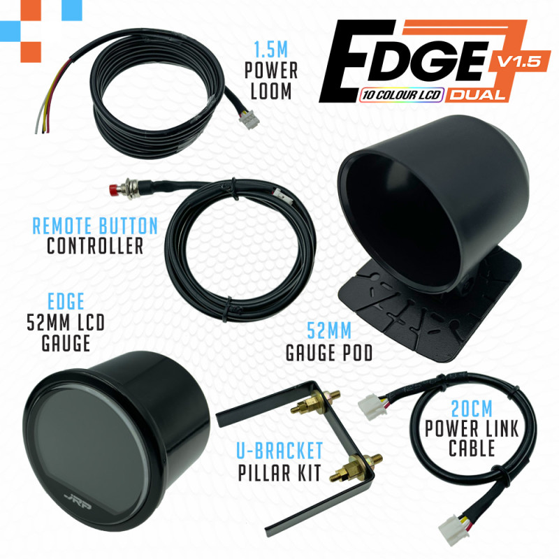 The JRP edge 52mm digital EGT gauge for Diesel 4x4, display colours & included accessories.