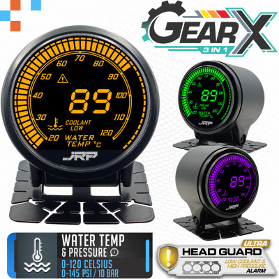JRP GearX Digital Water Temp & Pressure + Low Coolant 3in1 Gauge 52mm