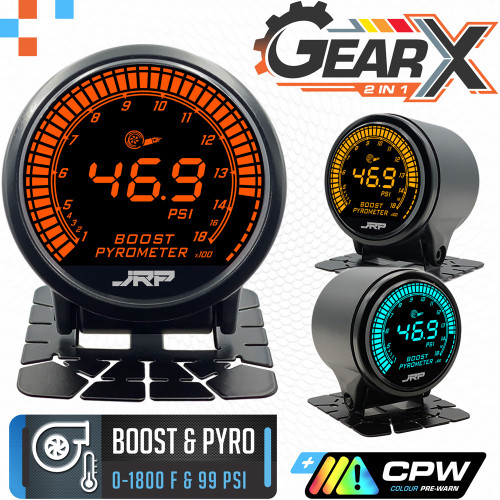 JRP GearX Dual Digital Boost + Pyrometer Gauge 52mm °F