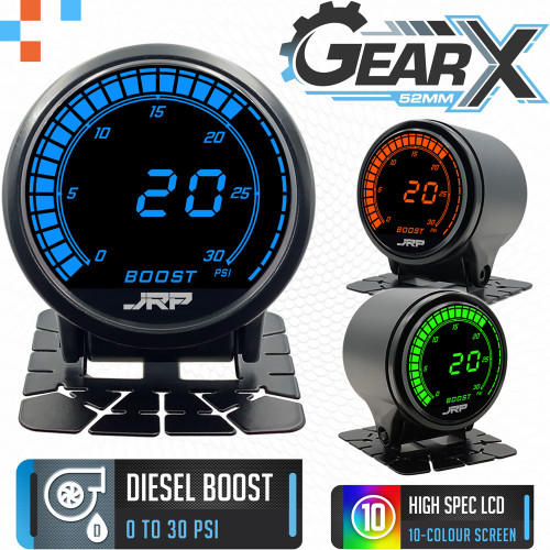 JRP GearX Digital Diesel Boost Gauge 0-30 PSI 52mm
