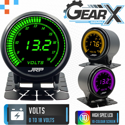 JRP GearX Digital Volts Gauge 52mm