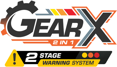 The JRP GearX 2in1 52mm automotive gauges logo