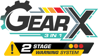 The JRP GearX 3in1 52mm automotive gauges logo