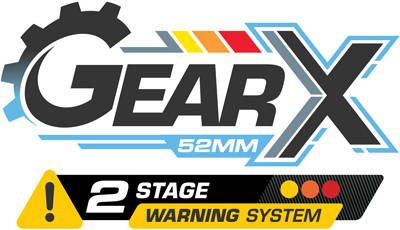 The JRP GearX 52mm automotive temperature gauges logo